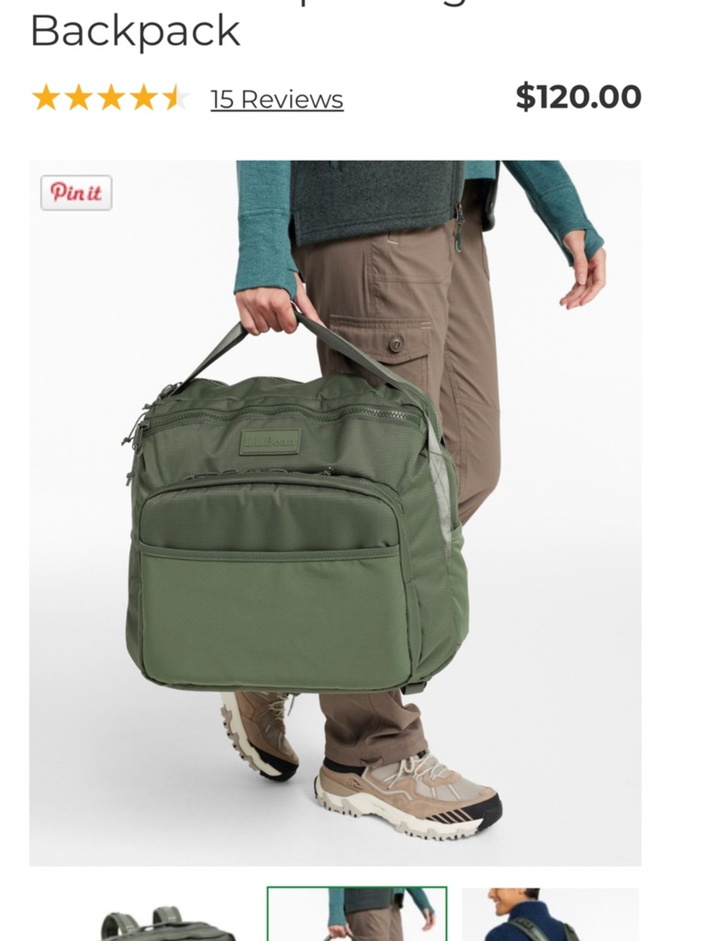 L.L. Bean Teal Blue Diaper Bag or Great Computer Backpack - Picture 5 of 16